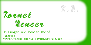 kornel mencer business card